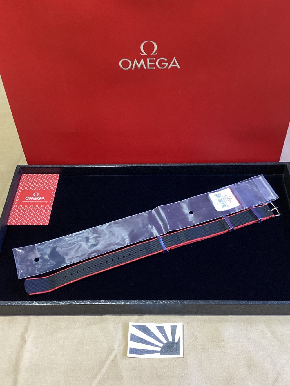 Omega Nylon Strap Polyamide, Black Red Bordered Ref. 031ZSZ002041 20mm